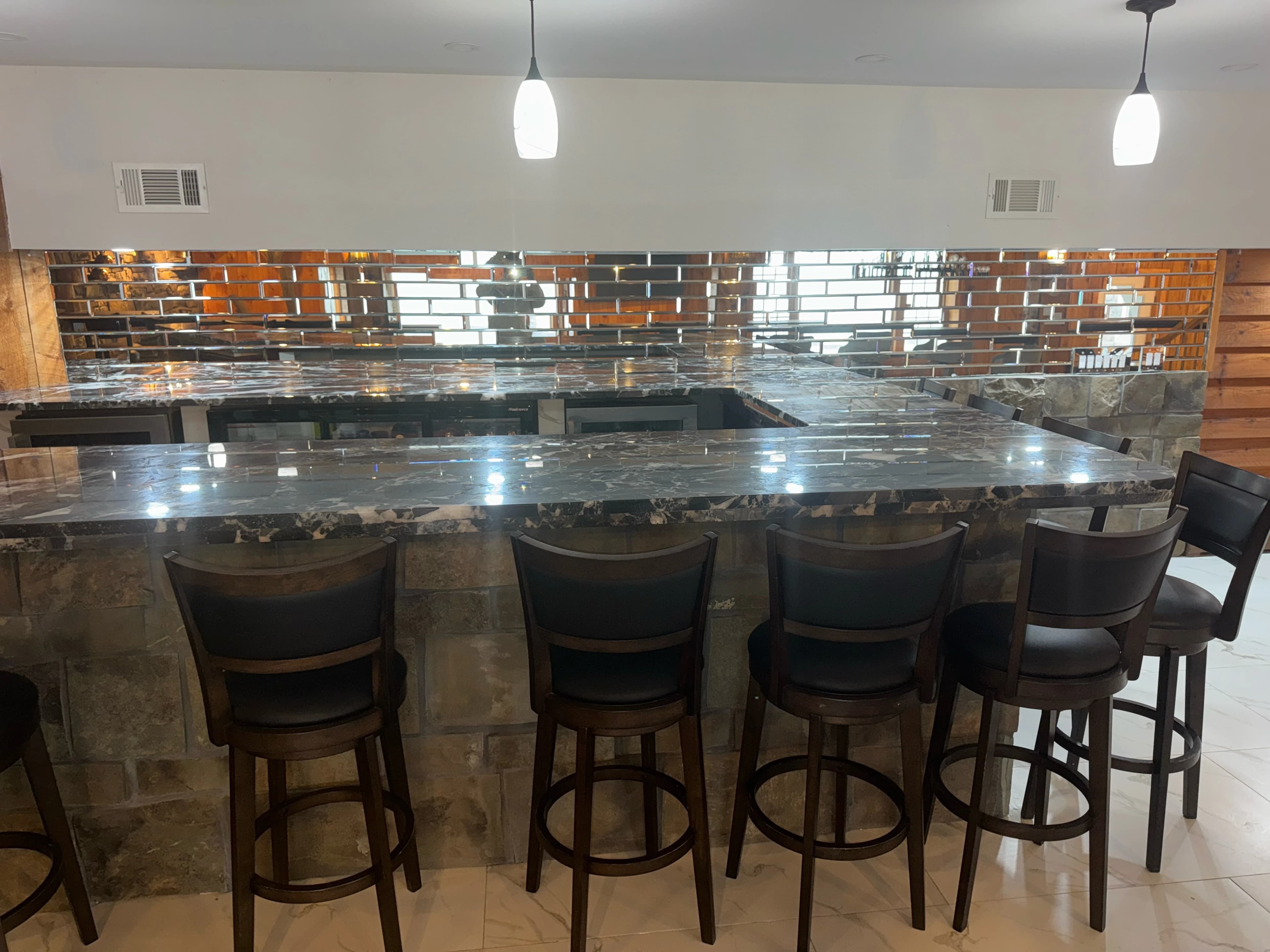 Close-up view of the elegant bar