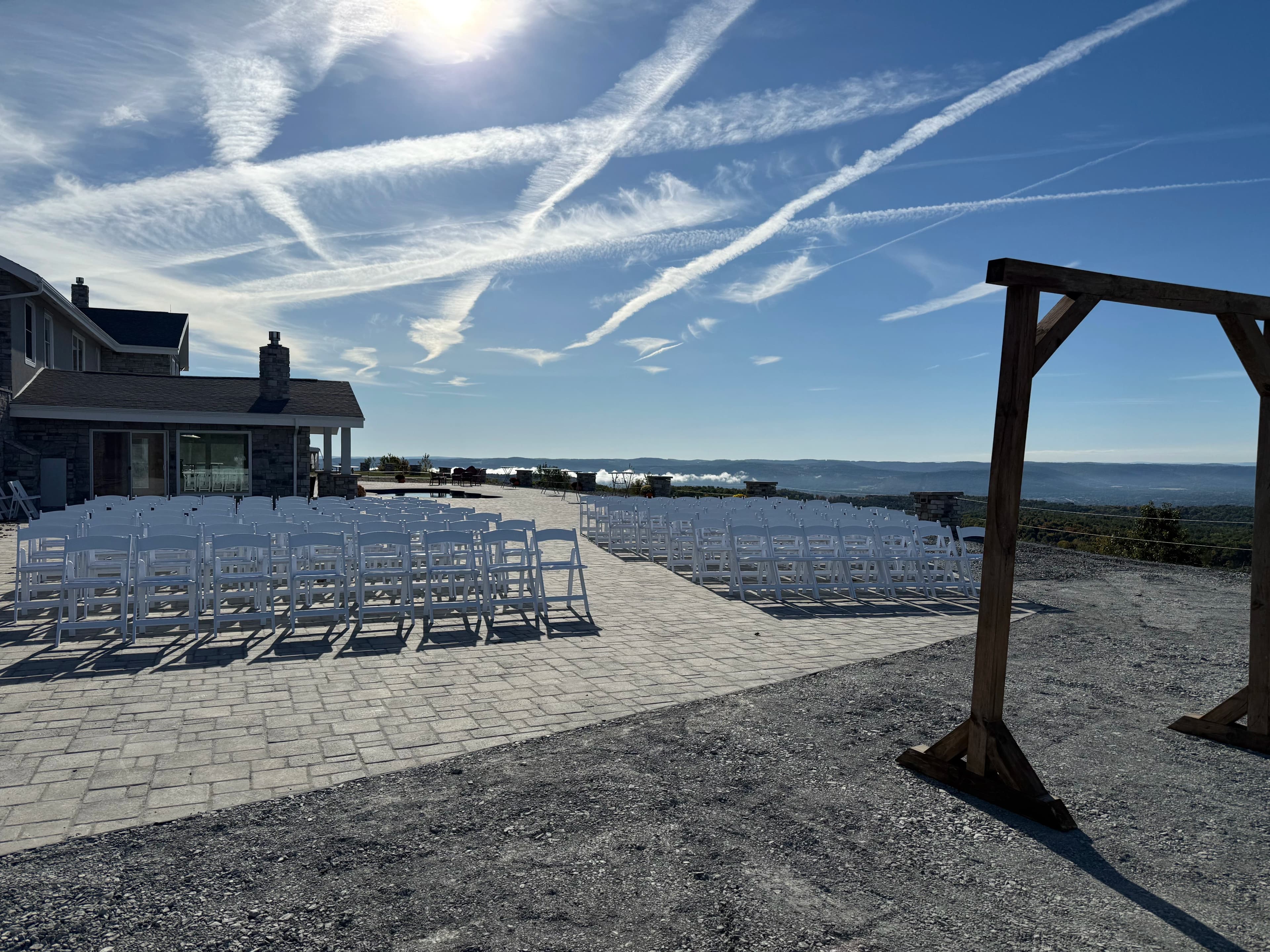 Greystone Ranch NY outdoor ceremony setup with mountain views